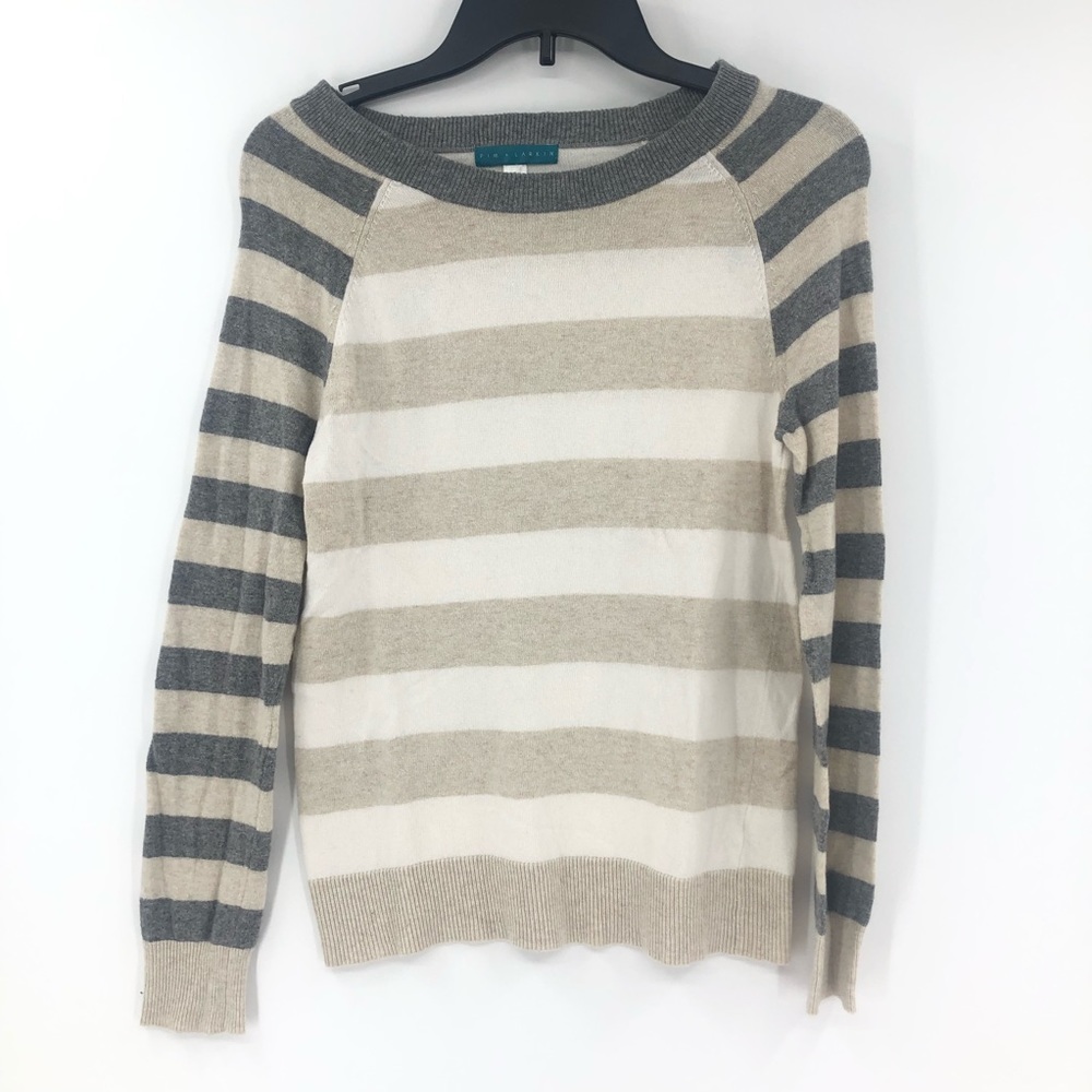 Anthropologie Sweater Pim + Larkin Cashmere Blend Striped Tan White